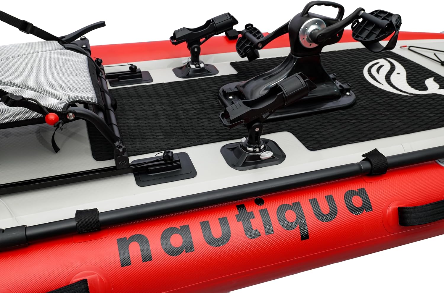 Nautiqua Aruba Deluxe Inflatable Paddleboard Pedal Kayak, Drop-Stitch Core, 1-Person, 440 lbs Capacity, 138x45x6 Inches (Red Grey)