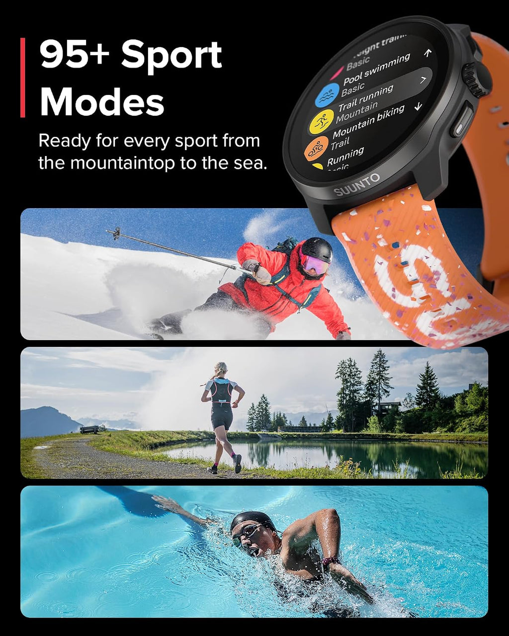 SUUNTO Race S GPS Sports Watch, 1.32' AMOLED Touchscreen w/Crown, 13 Days Battery Life, Training & Sleep Health Tracking, Dual-GNSS, 32GB Global Offline Maps, Lightweight for Running, Power Orange
