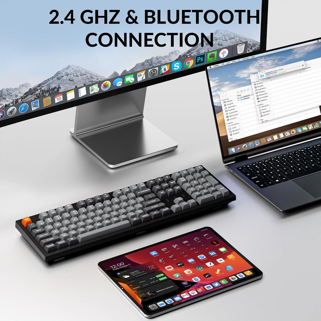 Keychron K10 Max Wireless Custom Mechanical Keyboard, QMK 2.4 GHz Bluetooth Full-Size with Hot-swappable Keychron Super Brown Switch Compatible with Mac Windows Linux (RGB Backlit)