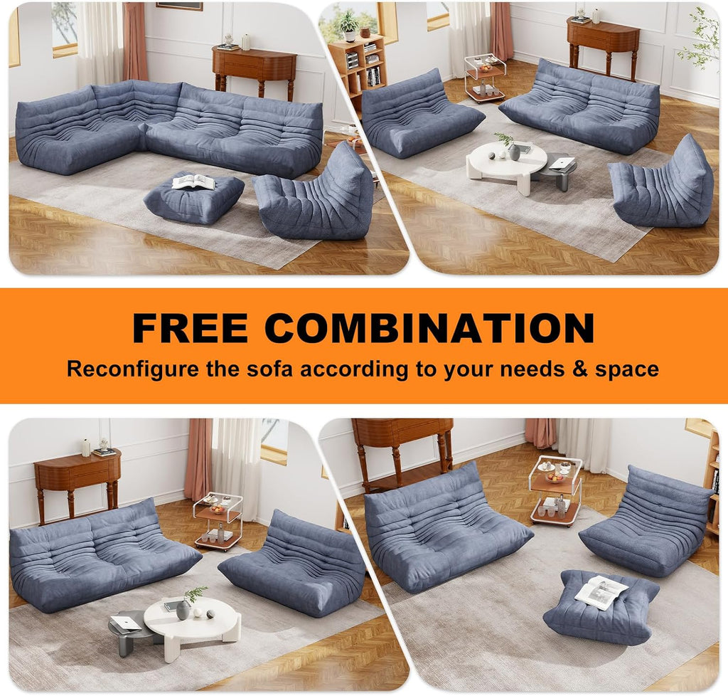 Full Foam Corner Chair – Comfortable Floor Couch for Adults, Waterproof Upholstery, Armless Fireside Lounge Chair for Living Room, Apartment, or Office (Grey)