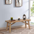 Wnutrees Sawmill Long Wood Bench, 43' Farmhouse Entryway Bench for Living Dining Room, Rustic Entry Way Benches Seat, Solid Wood, Handcraft Finshed, Natural
