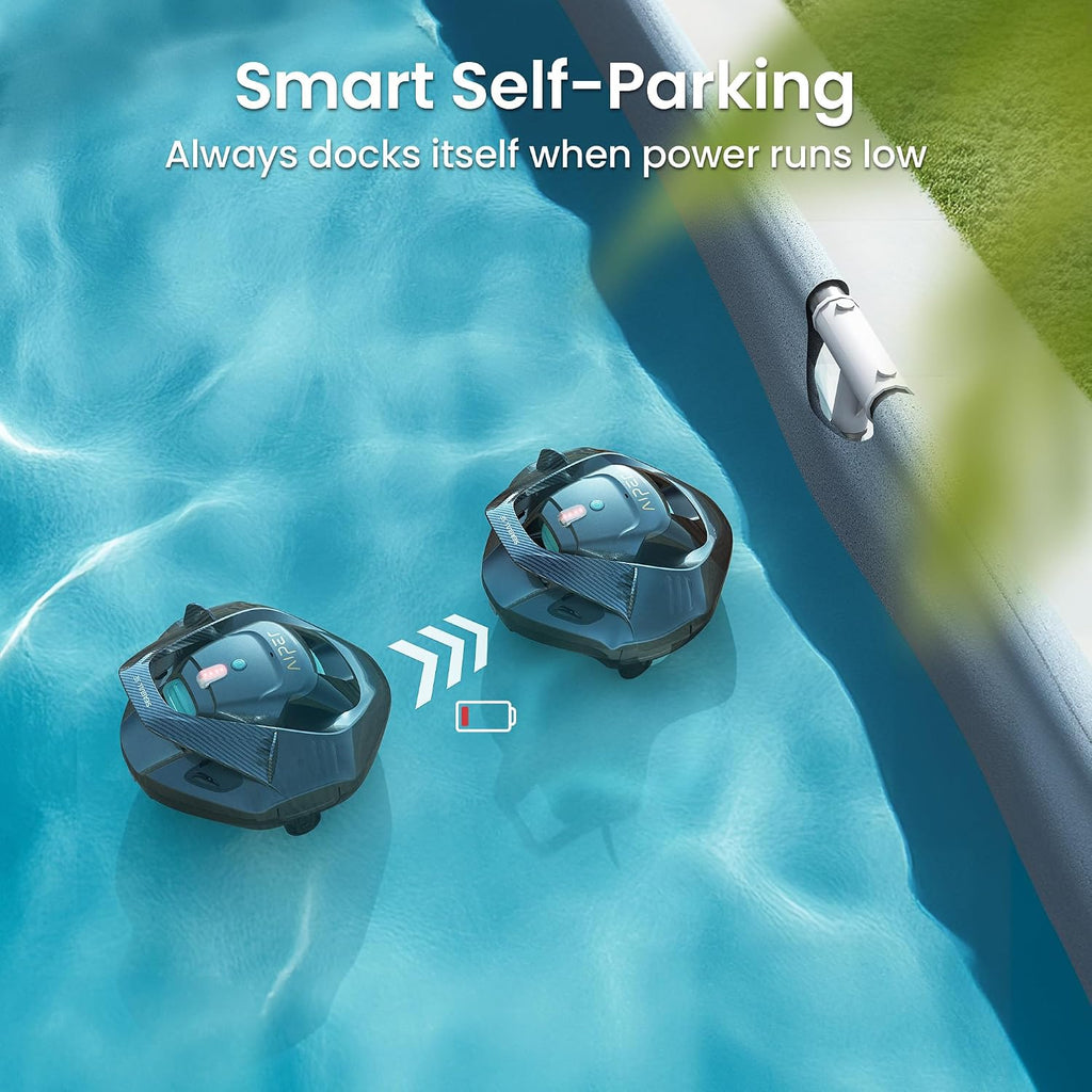 AIPER Cordless Robotic Pool Vacuum, Self-Parking Technology, Portable, Ideal for Above-Ground Flat Pool up to 40 Feet(Renewed)