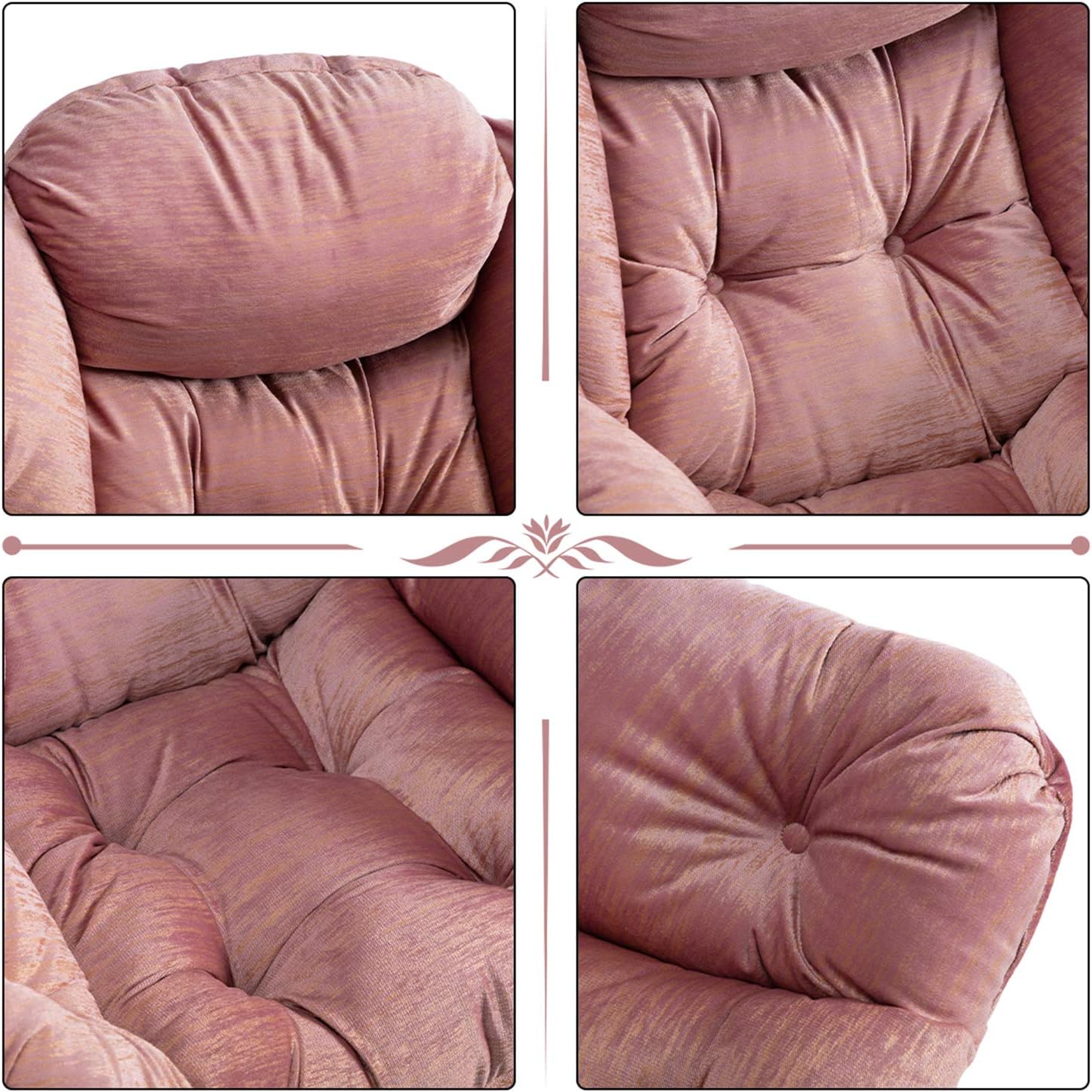 HollyHOME Lazy Chair with Armrest and Side Pocket, Comfy Accent Lounge Chair,Leisure Sofa Armchair for Living Room, Bedroom, Dorm, or Small Spaces, Oversized Reading Sofa Chair,Velvet Gilding Pink