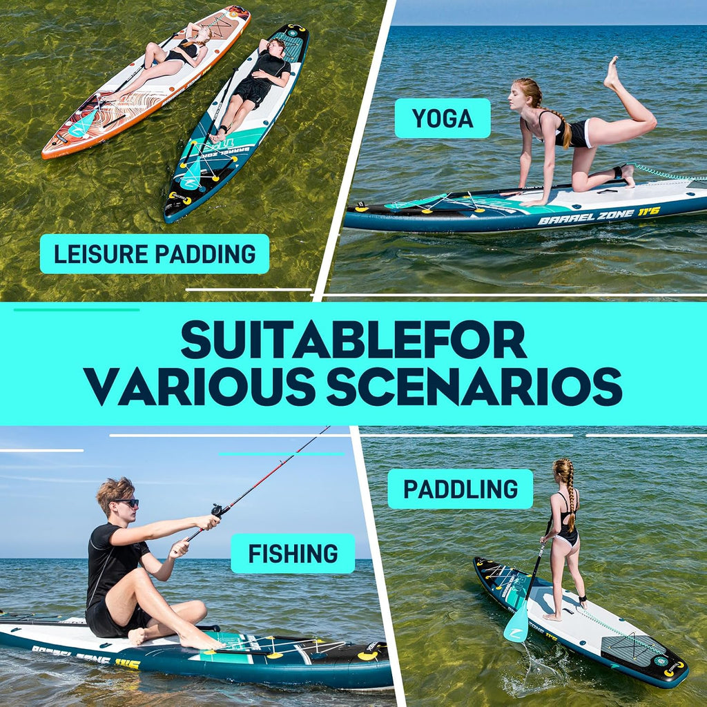 11'6' Inflatable Stand Up Paddle Boards, Premium SUP Accessories, Non-Slip Comfort Deck for Youth & Adults