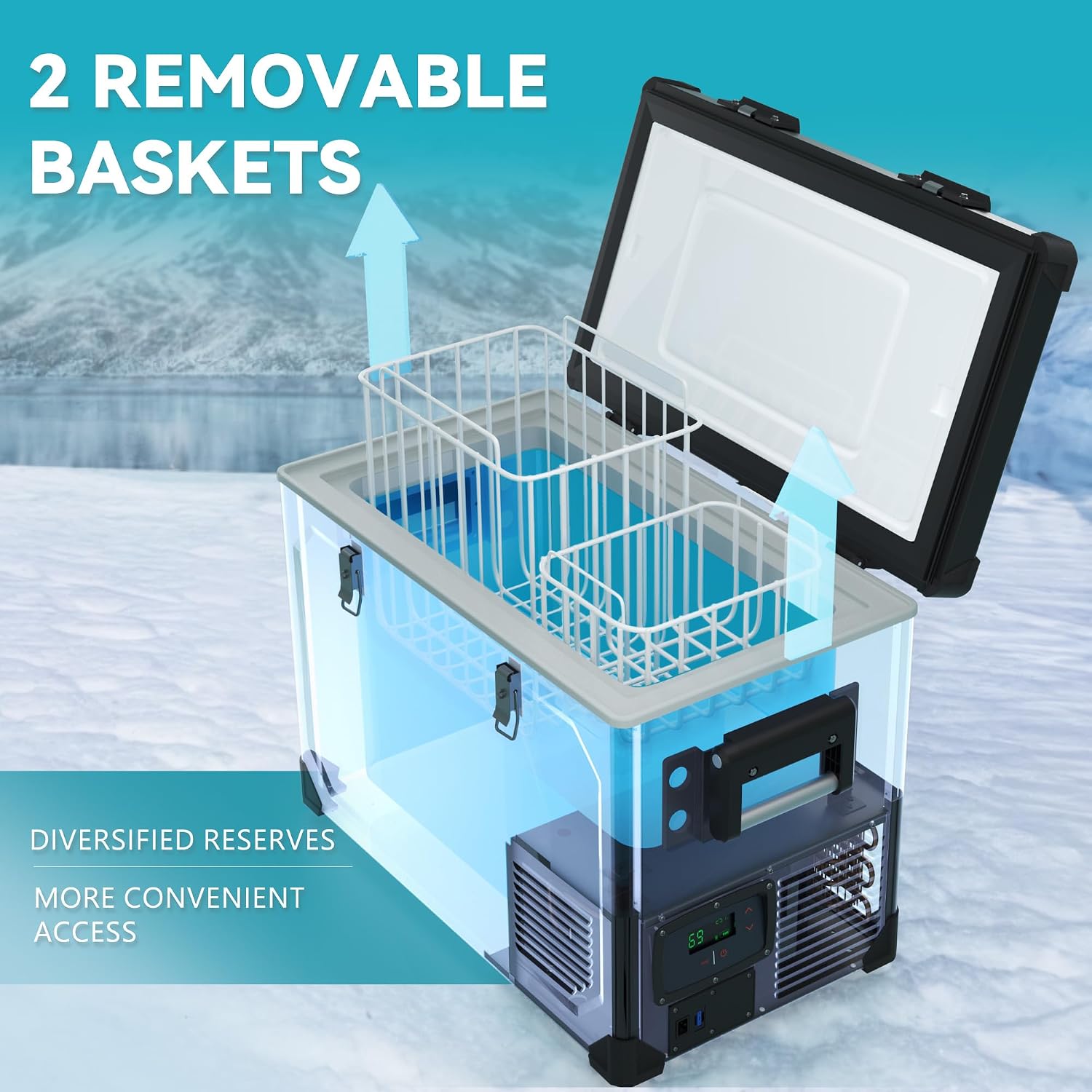 EUHOMY 12 Volt Refrigerator, 48QT Electric Cooler Powered by SECOP, Car Refrigerator -4℉~68℉, 12V Fridge 12/24V DC 110-240V AC, Portable Freezer for Camping, Travel, Boat