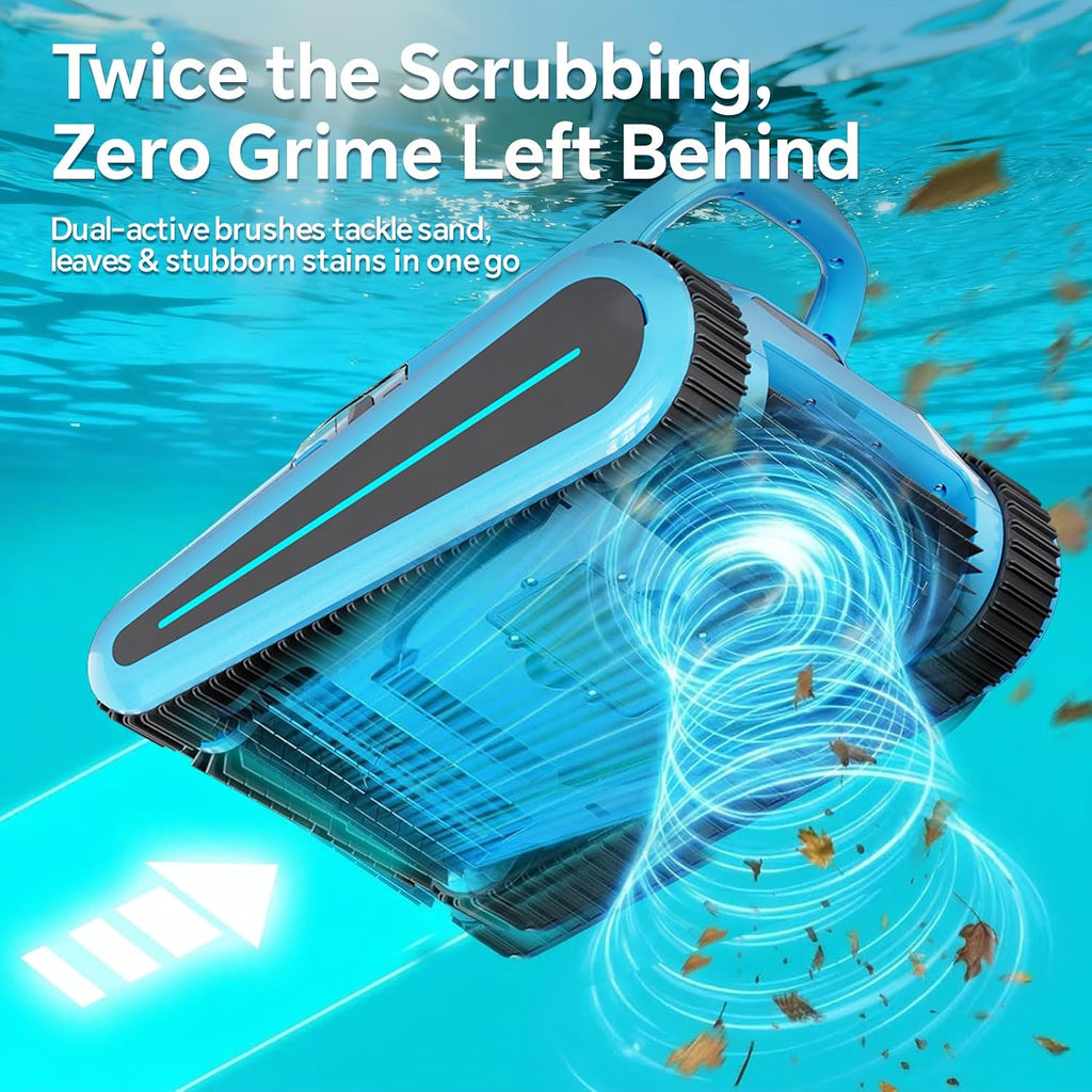 Pool Vacuum for Inground Pools & Above Ground Pool, Cordless Robotic Pool Cleaner with 180W Brushless Motor, 3-Hour Runtime, Wall-Climbing Pool Robot Scrubber for Pools up to 2150 Sq.Ft.