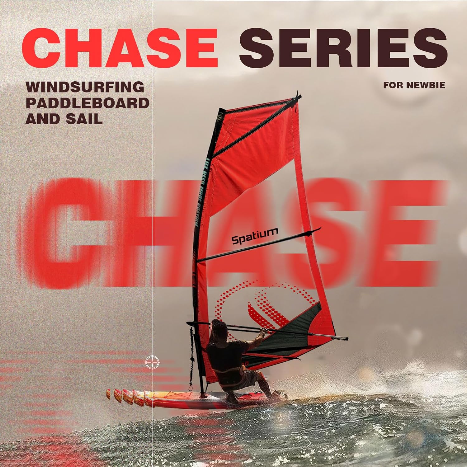 Spatium Paddleboard Sail Inflatable Windsurfing Board and Sail 5m²/6m² Inflatable Windsurf Sail with Sail Board for Newbie Friendly Windsurfer