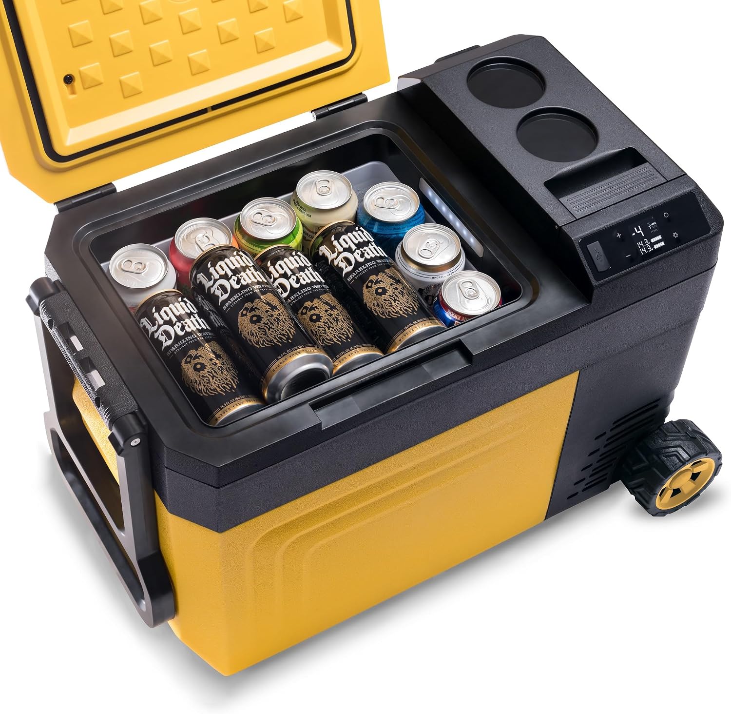 Newair 25 Qt. Portable Electric Cooler, 12v Car Mini Fridge, Hard Lunch Box for Jobsite, Workshop, Camping | Battery Powered Outdoor Cooler by 18/20V Dewalt, Bosch, Makita, Milwaukee Tool Batteries