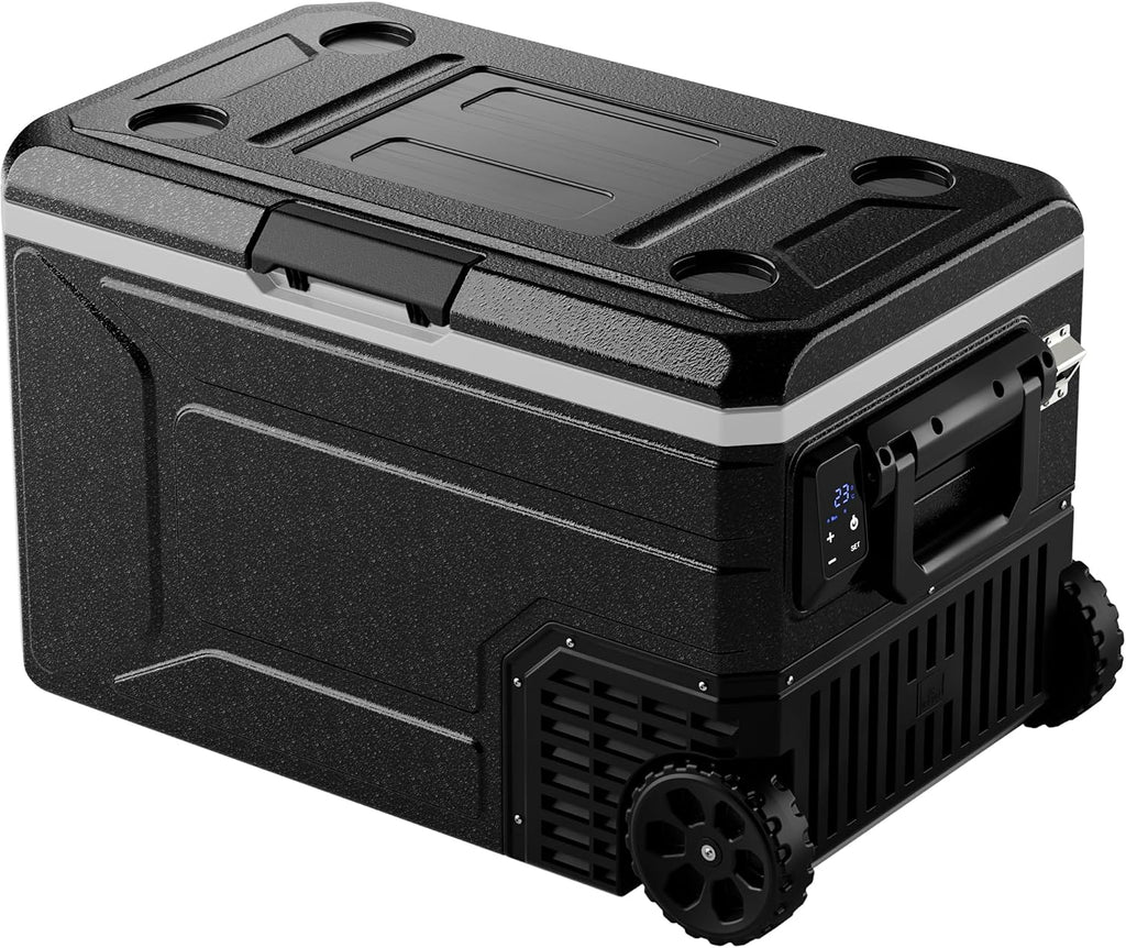 EKOJUCE 12V Refrigerator, 69 Quart Electric Cooler, 12V/24V DC 100~240V AC, 12v cooler -4℉~68℉, Portable Freezer with Wheels for Truck, RV, Camping,Travel