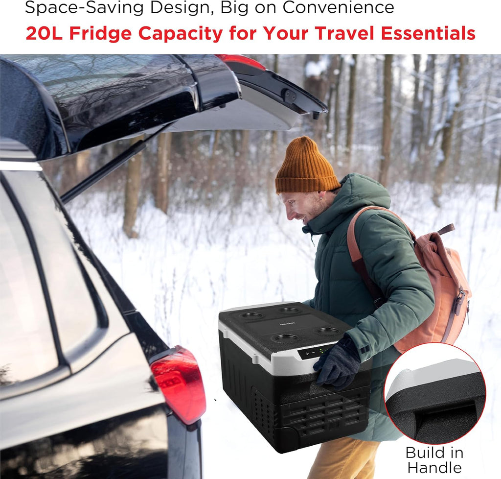 Frigidaire 2-in-1 Portable 12/24V DC & 110-240V AC Compressor Fridge Freezer – Compact for Travel, Car, Camping, Road Trips, Home, Dual Voltage 21qt
