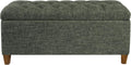 Homepop Home Decor Tufted Ainsley Button Storage Ottoman Bench with Hinged Lid Ottoman Bench with Storage for Living Room & Bedroom, Green Clover Fabric