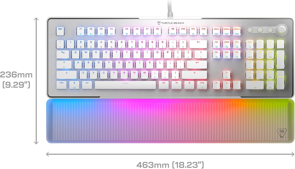Turtle Beach Vulcan II Max – Optical-Mechanical PC Gaming Keyboard, Customizable RGB Illuminated Keys and Palm Rest, Smart Keys, Titan II Smooth Linear Switches, 200M Keystroke Durability – White