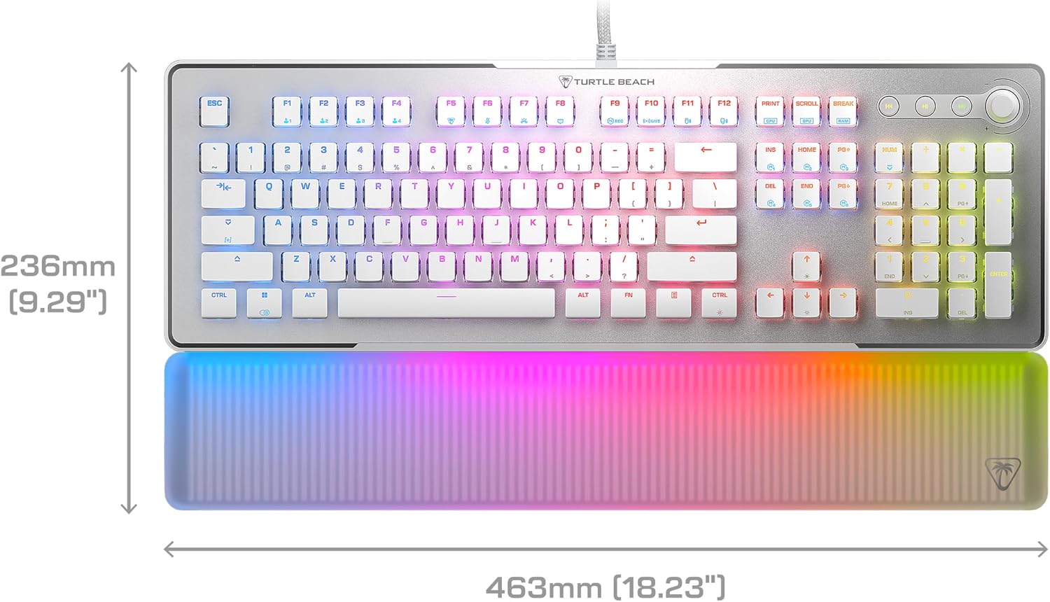 Turtle Beach Vulcan II Max – Optical-Mechanical PC Gaming Keyboard, Customizable RGB Illuminated Keys and Palm Rest, Smart Keys, Titan II Smooth Linear Switches, 200M Keystroke Durability – White