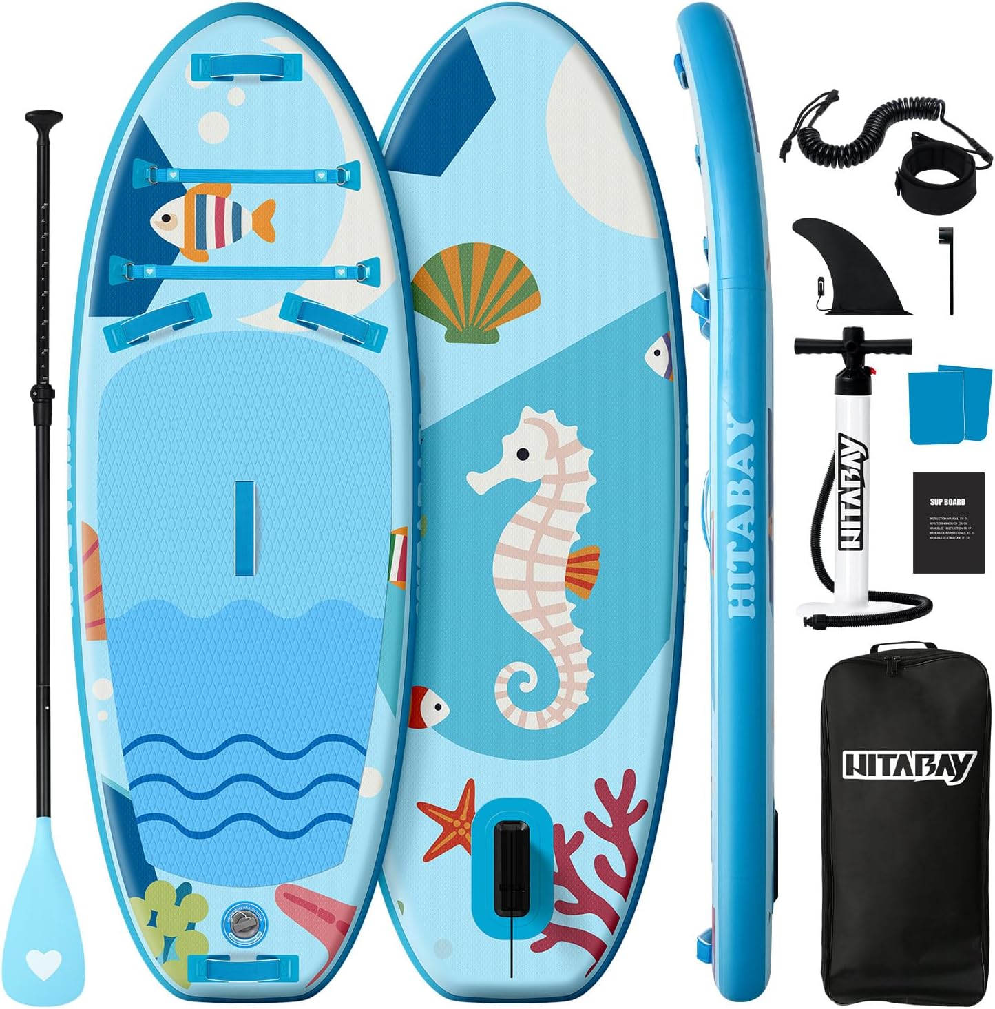 Kids Paddle Board with SUP Accessories, Child Paddle Board Durable, Lightweight, Stable Design, Wide Non-Slip Deck, 7ft 7.6ft 8ft 9.6ft Inflatable Paddle Boards for Kids & Youth