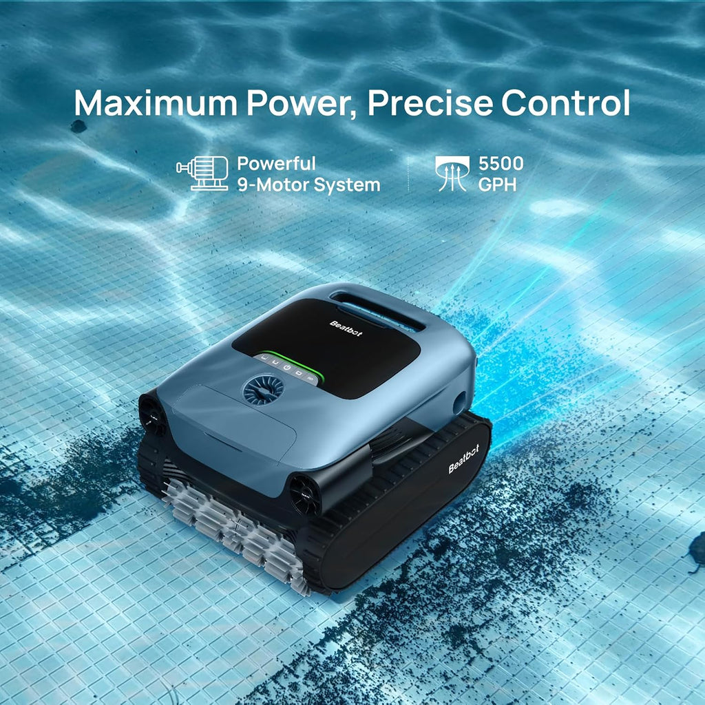 (2026 Upgrade) Beatbot A100 Pro Pool Robot Vacuum, 5-in-1 Cleaning with Smart Surface Parking, Clarifies & Skims Water, Ideal for Inground Pools up to 3,299 Sq.ft - Cobalt Blue