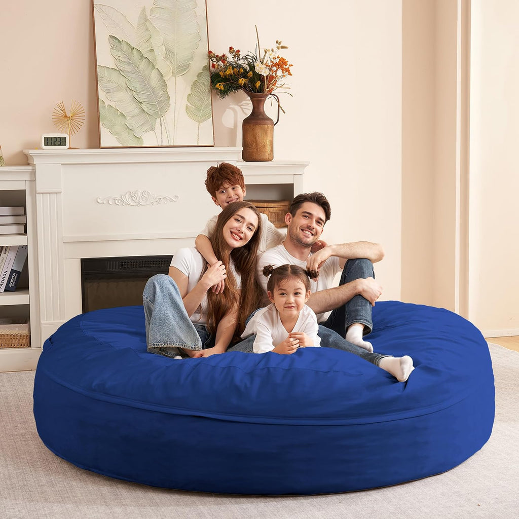 HABUTWAY XX-Large Bean Bag Chair: Giant 7' Memory Foam Furniture Bean Bag Chairs for Adults with Microfiber Cover 7Ft (Blue)