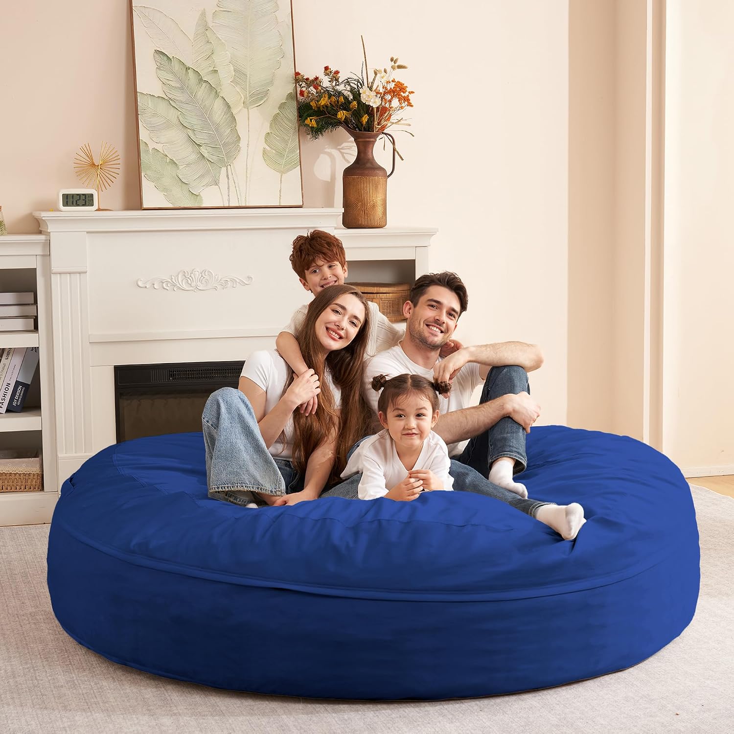 HABUTWAY XX-Large Bean Bag Chair: Giant 7' Memory Foam Furniture Bean Bag Chairs for Adults with Microfiber Cover 7Ft (Blue)