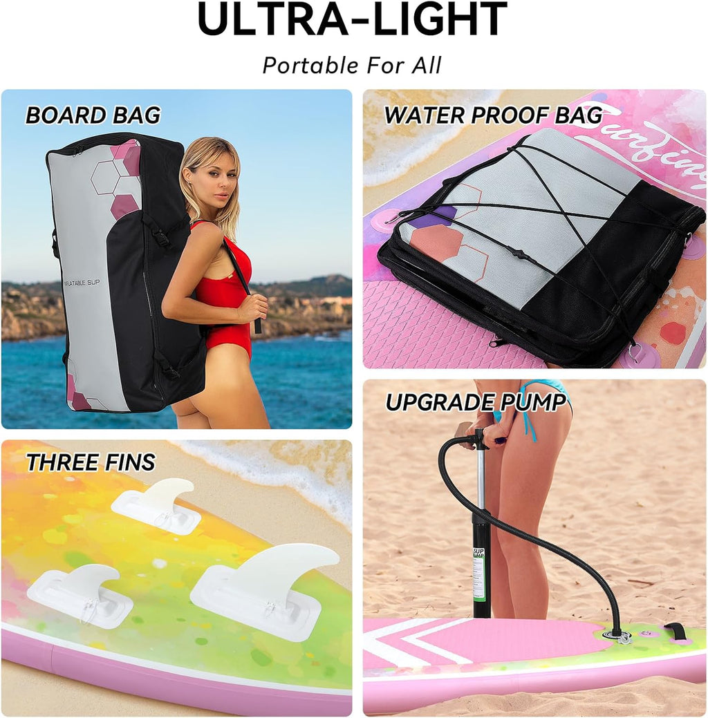 YUSING 11' Inflatable Stand Up Paddle Board with Kayak Seat, Non-Slip Deck SUP Paddle Board with Premium Kayak and SUP Accessories & Backpack, Portable Standing Boat for Youth & Adult