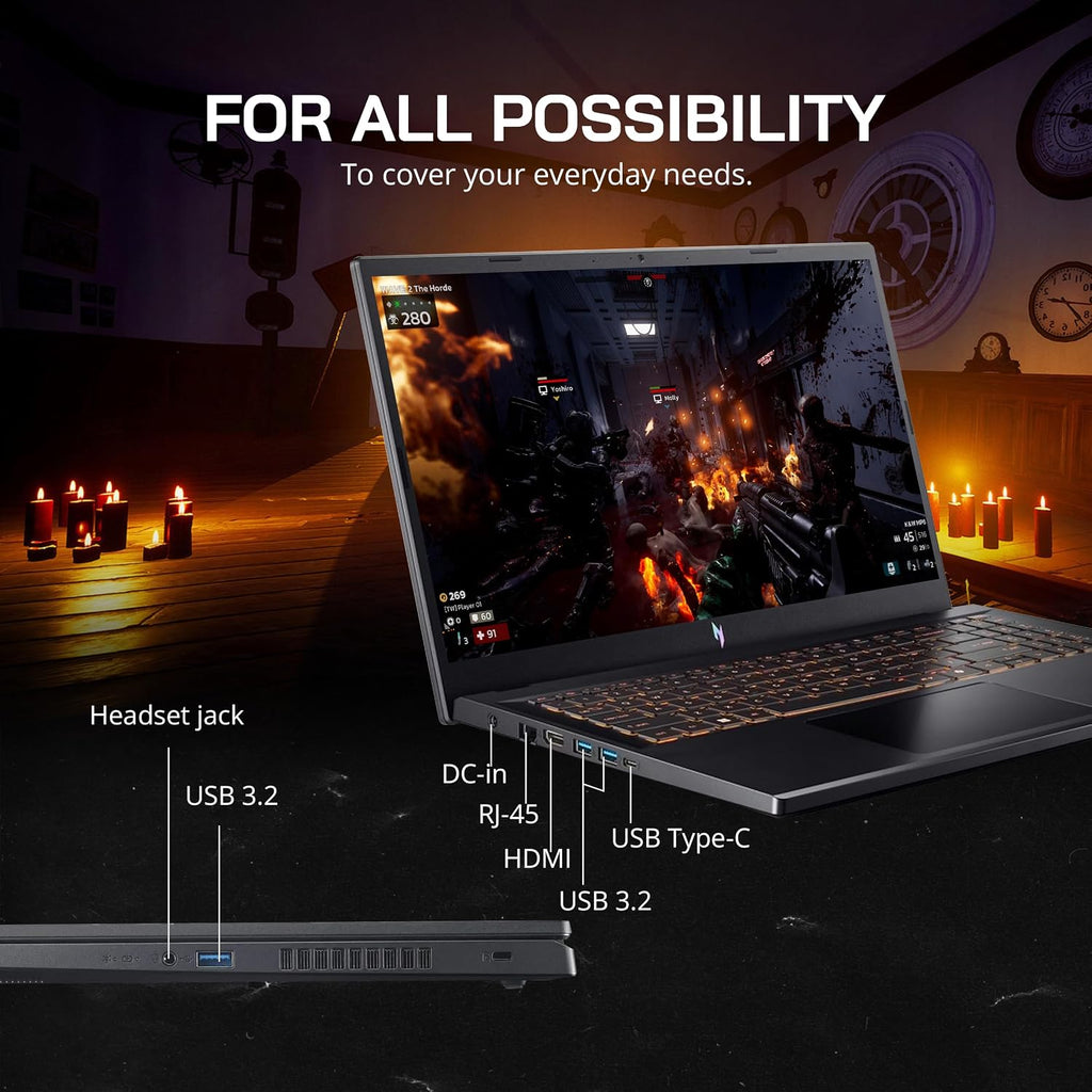 acer Nitro V 15.6' FHD IPS 165Hz Gaming Laptop, Intel Core i5-13420H, NVIDIA GeForce RTX 5050 8GB GDDR7, 64GB RAM, 2TB SSD, Backlight Keyboard, Wi-Fi 6, Win 11 Pro, Black, 1TB Docking Station Set