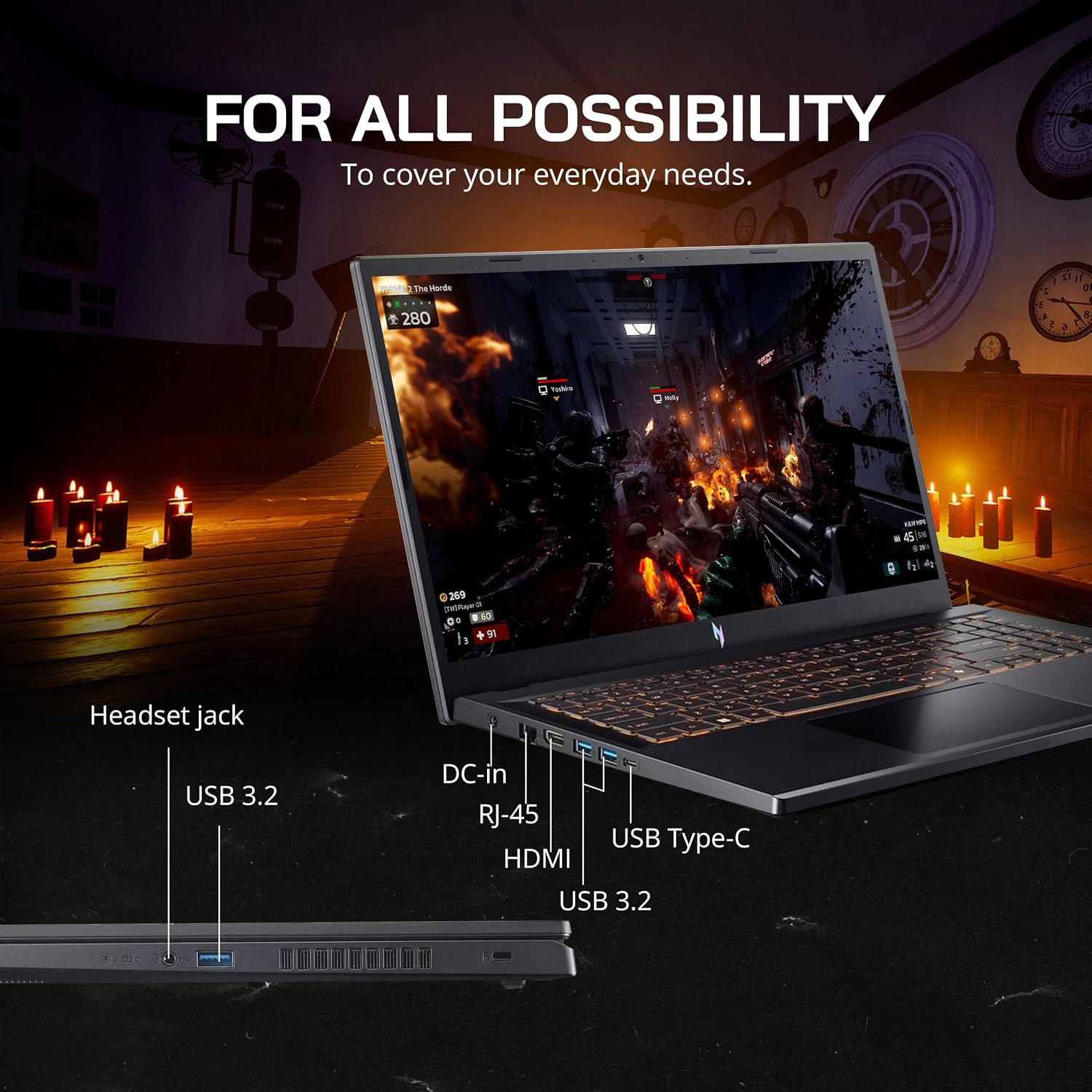 acer Nitro V 15.6' FHD IPS 165Hz Gaming Laptop, Intel Core i5-13420H, NVIDIA GeForce RTX 5050 8GB GDDR7, 64GB RAM, 2TB SSD, Backlight Keyboard, Wi-Fi 6, Win 11 Pro, Black, 1TB Docking Station Set
