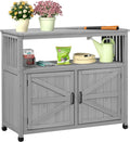 Outdoor Potting Bench with Storage Cabinet, Wood Workstation for Outdoor Patio, Garden (Grey, 42×18×37')