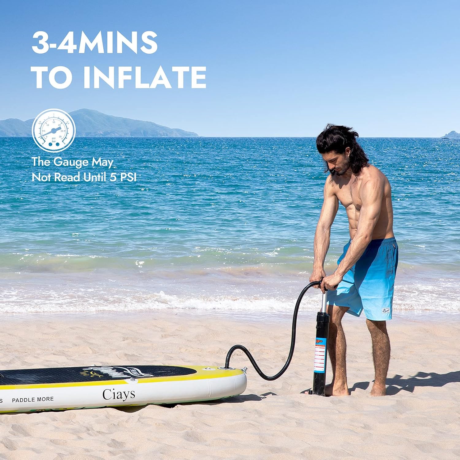 Ciays Inflatable Stand Up Paddle Board W SUP Accessories of Backpack, 2 Fins, 2 Bags, Leash, Floating Paddles and Double Action Hand Pump All-Around Paddleboard Perfect for Yoga, Tour, Fishing