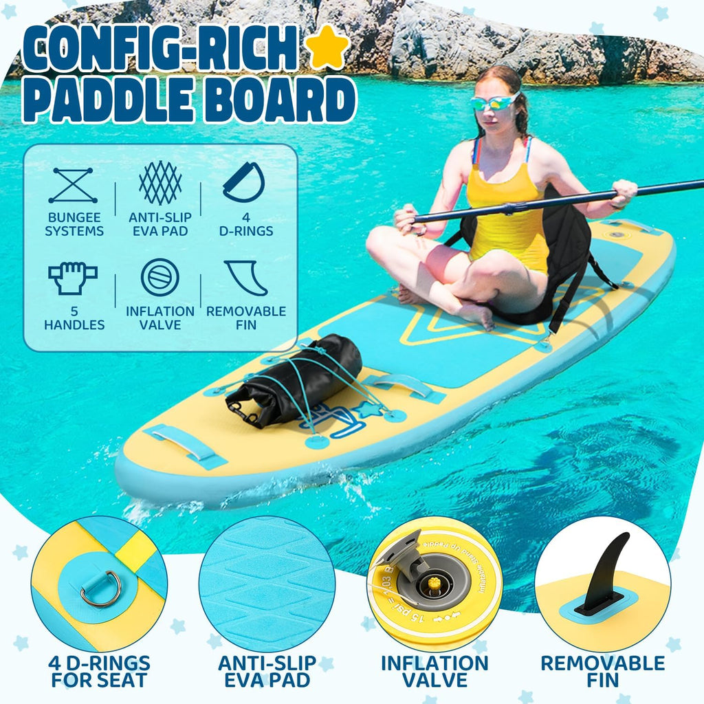 Kids Paddle Board with SUP Accessories, Child Paddle Board Durable, Lightweight, Stable Design, Wide Non-Slip Deck, 7ft 7.6ft 8ft 9.6ft Inflatable Paddle Boards for Kids & Youth