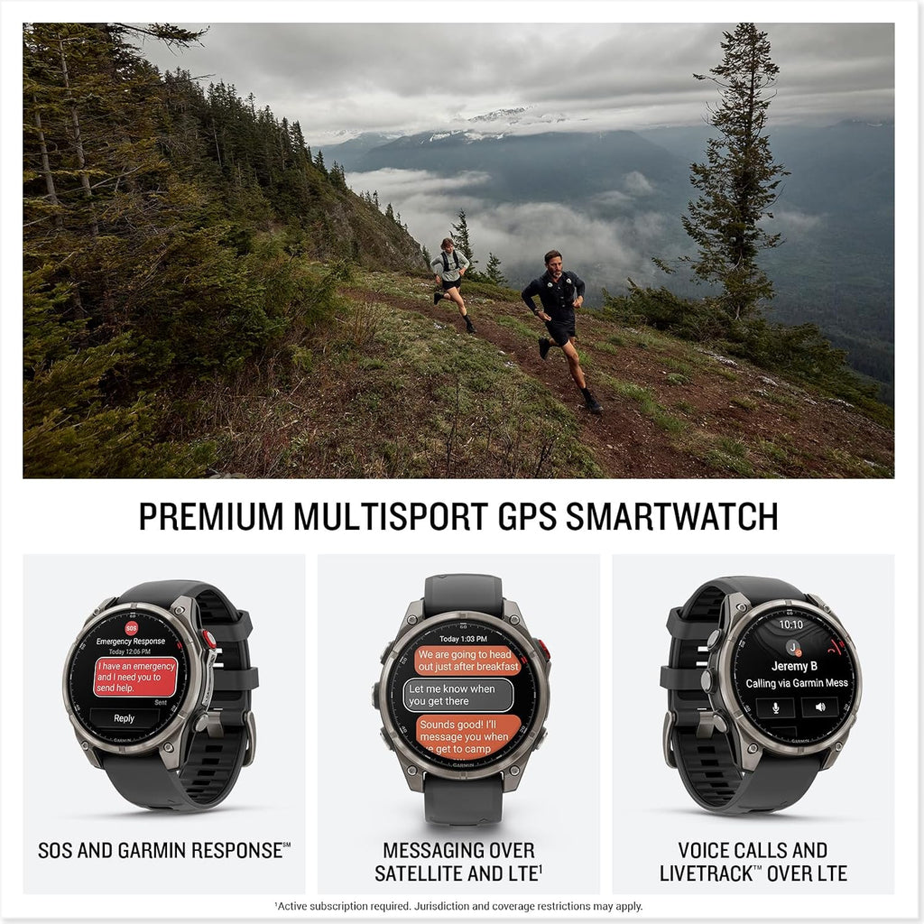 Garmin Fenix 8 Pro 47mm, AMOLED Display, inReach Technology, Premium Connected Multisport GPS Smartwatch, Sapphire, Titanium with Graphite/Black Silicone Band Bundle with Accessories