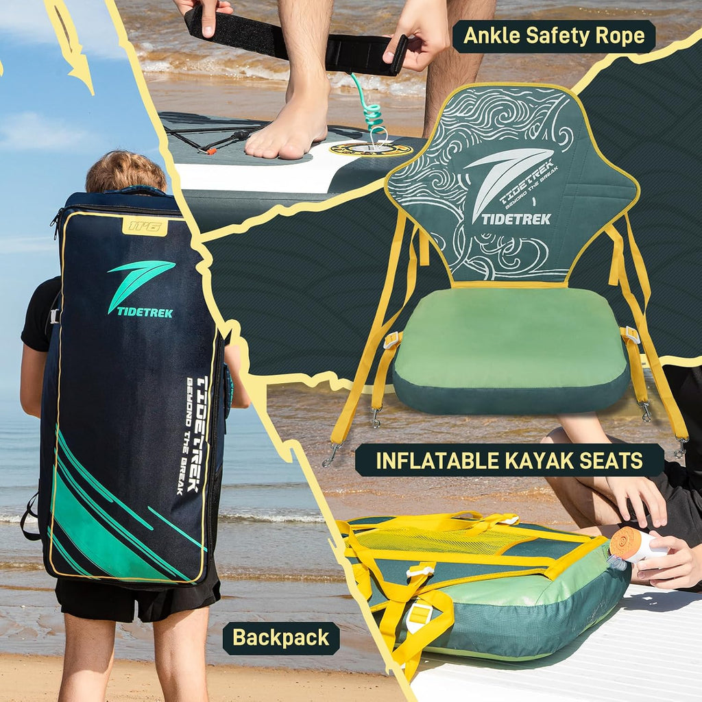 11'6' Inflatable Stand Up Paddle Boards, Premium SUP Accessories, Non-Slip Comfort Deck for Youth & Adults