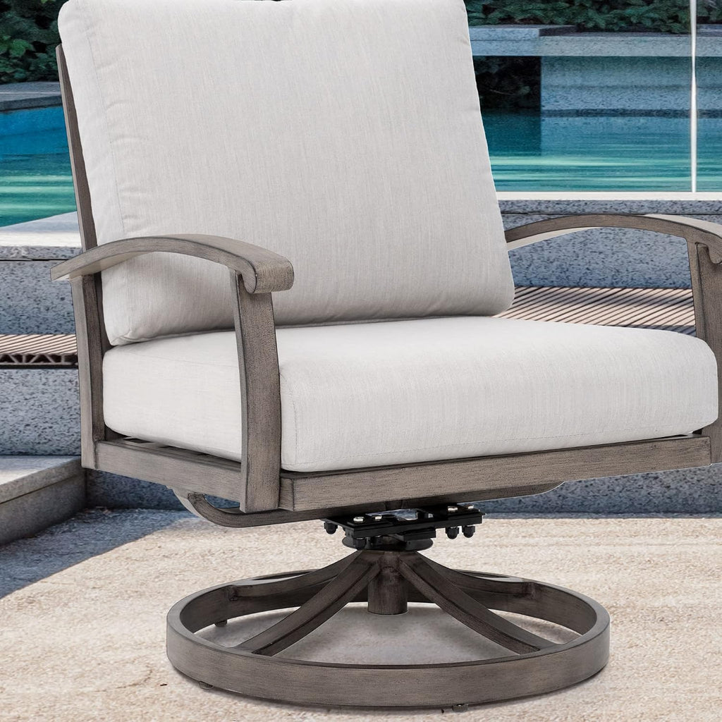 HAPPATIO 10 Piece Aluminum Patio Furniture Set, 3-Seat Outdoor Couch and Loveseat, All-Weather Outdoor Sectional Sofa with Swivel Armchairs and Ottomans, Garden Conversation Set(Gray)