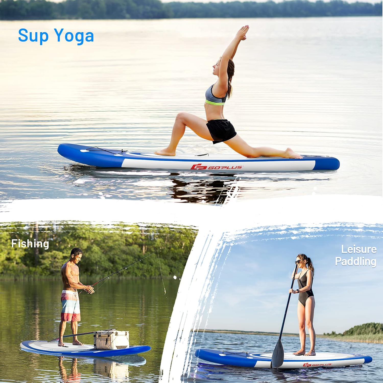 Goplus Inflatable Stand up Paddle Board, 10'/10.5'/11' SUP 6' Thick with Premium Accessories, Adjustable Aluminum Paddle, Leash, Carry Bag, Hand Pump, Removable Fin, ISUP for Adults