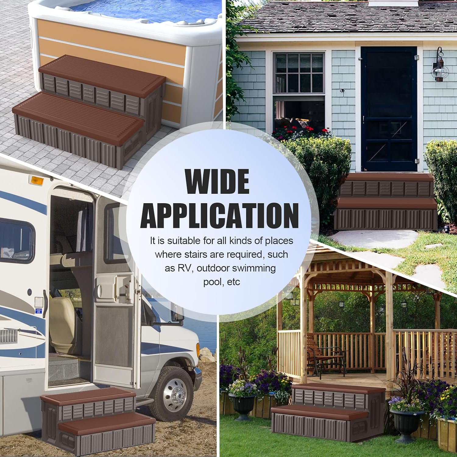 Hot Tub Steps, Outdoor Spa Steps with Storage, Non-Slip & Sturdy Hot Tub Stairs, 36 Inches Long