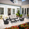 Belord 6 Pieces Wicker Patio Furniture Set - Swivel Rocker Outdoor Chairs with Outdoor Couch and Side Table, All-Weather Patio Conversation Set for Sunroom Deck Backyard Black