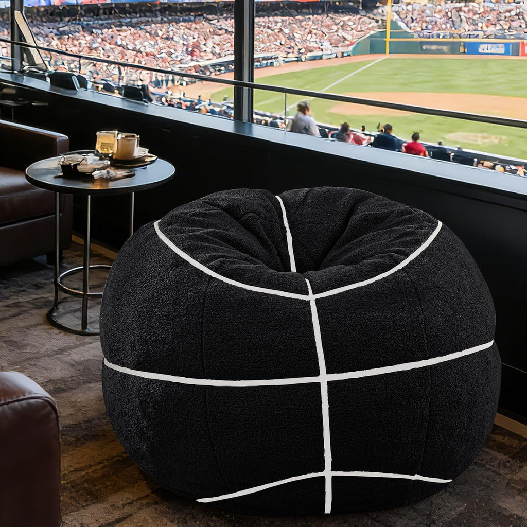 Sports Black Basketball Bean Bag Chair - Giant Bean Bag Chairs for Adults and Kids - Oversized Bean Bag Sofa Couch with Filler - Plush BeanBag Furniture for Living Room Bedroom Dorm Office - 44 Inch