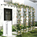 Black Metal Half Side Garden Arch, Wall Mounted Rose Arch Trellis, Wedding Archway Decoration Heavy Duty Steel Pergola Trellis for Outdoor Climbing Plants(Size:90x240x40CM/3.0x7.9x1.3ft)