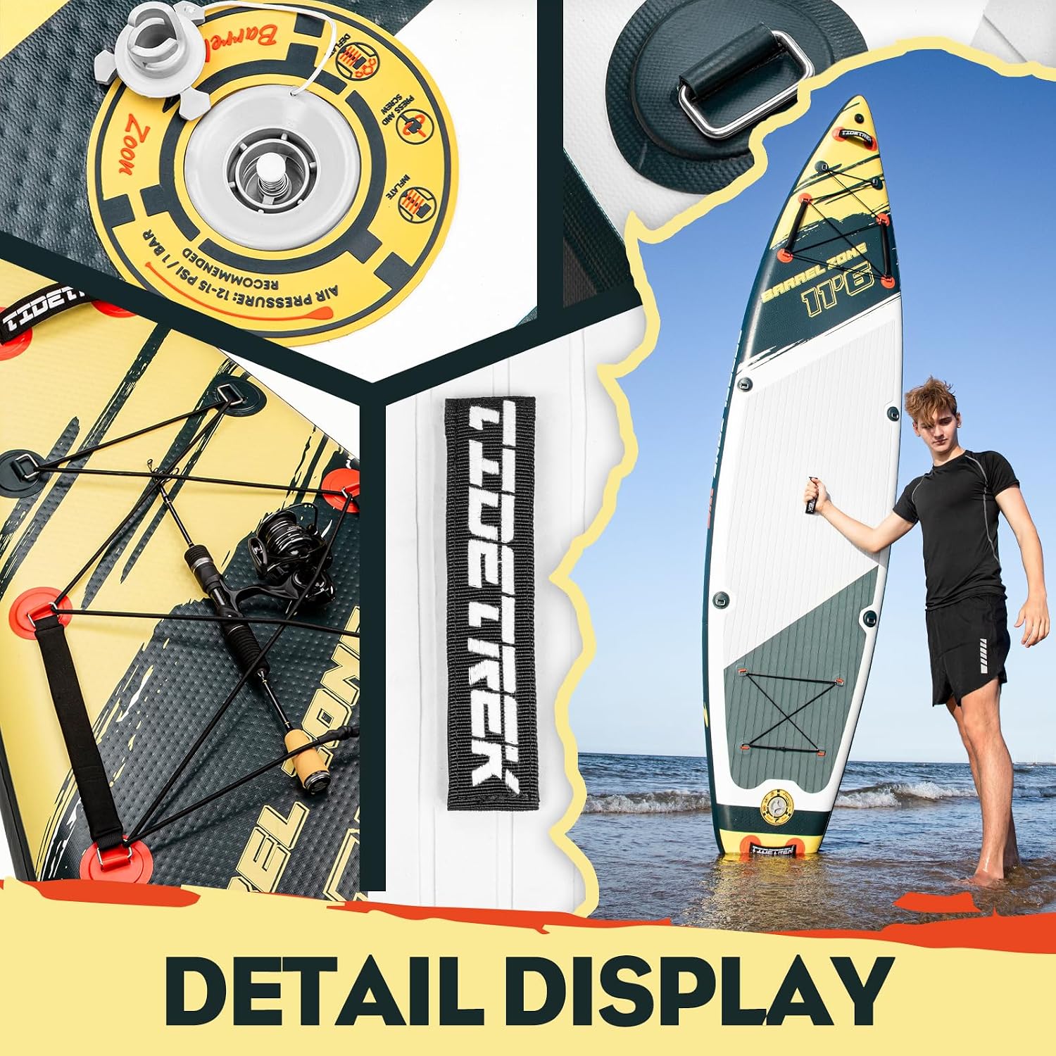 11'6' Inflatable Stand Up Paddle Boards, Premium SUP Accessories, Non-Slip Comfort Deck for Youth & Adults