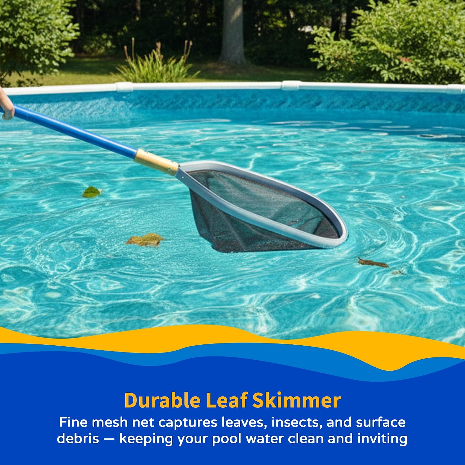 Blue Wave Deluxe Pool Maintenance Kit for In Ground Pool – Includes 15-ft Telepole, 40-ft Vacuum Hose, Leaf Skimmer, Wall Brush, Vacuum Head, Aluminum Hangers and 50 Test Strips