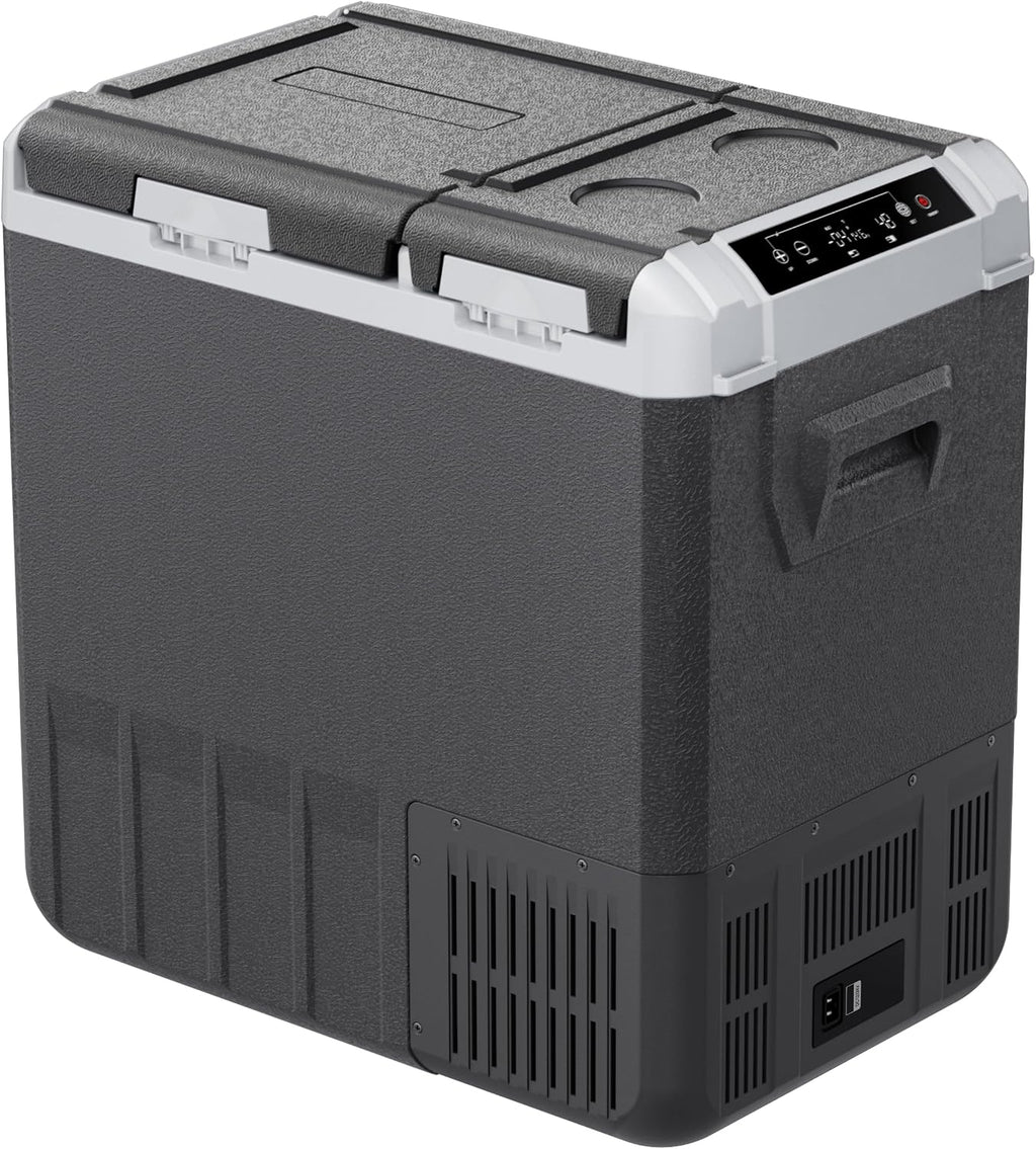 EKOJUCE 12 Volt Car Refrigerator, 59QT Electric Cooler, Dual Zone Portable Freezer with 12/24V DC & 100-240V AC, -4℉-68℉, Car Fridge for Truck Camping Travel RV Road Trips