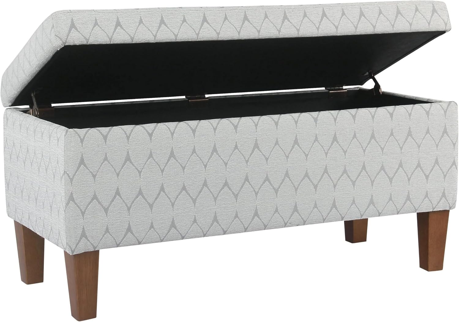Kinfine K6384Np-F2244 Geometric Patterned Fabric Upholstered Wooden Bench with Hinged Storage, Large, Gray and Brown