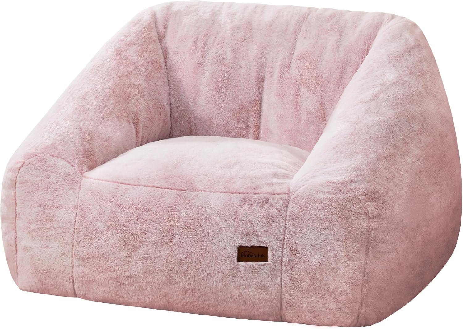 Hobestluk Giant Bean Bag Chair Memory Foam Filled Sofa Chair Bean Bag for Adults/Teens/Kids, Oversized Lazy Accent Comfy Stuffed BeanBag Sofa for Living Room Bedroom Dorm Reading(Light Pink)