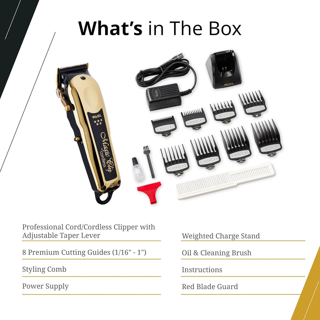 Wahl Professional 5 Star Series Magic Clip Cordless Hair Clipper, Stagger-Tooth Blade Professional Hair Trimmer with Attachments, 100+ Minute Run Time