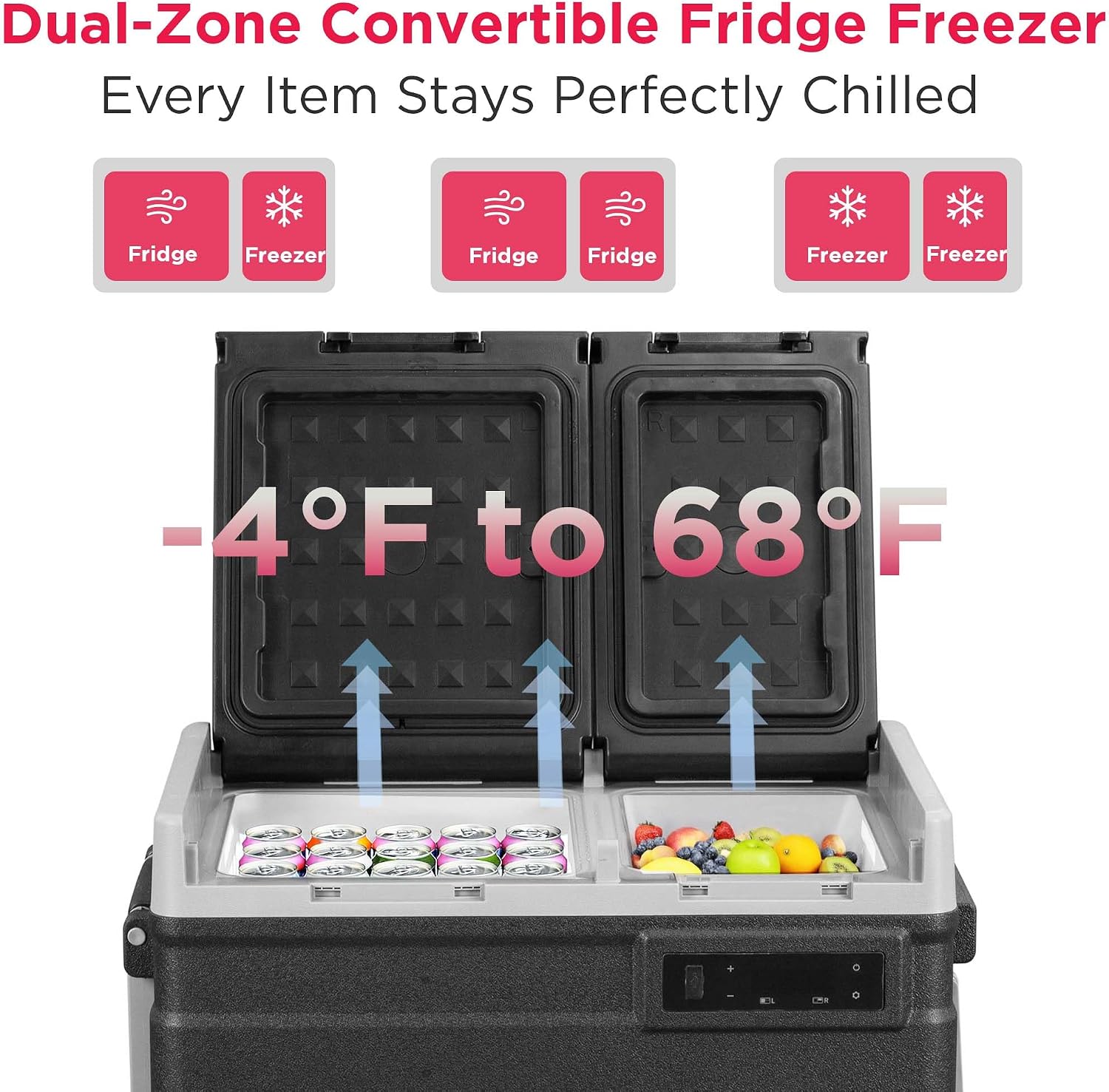 Frigidaire, 51 Qt. Portable Convertible Electric Refrigerator/Freezer Trolley-With App, Dual Zone, Black