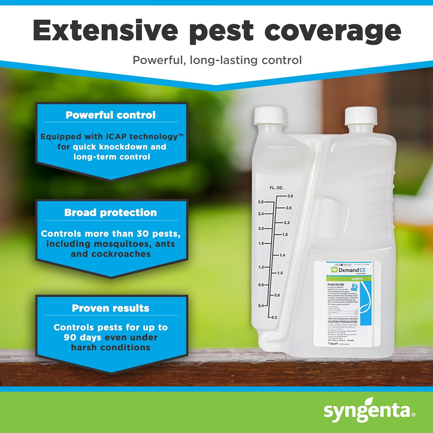 Demand CS Insecticide - Long-Lasting Pest Control, 1-qt. Sprayable Insecticide Effective Against Over 30 Pests, Formulated for Indoor & Outdoor Use