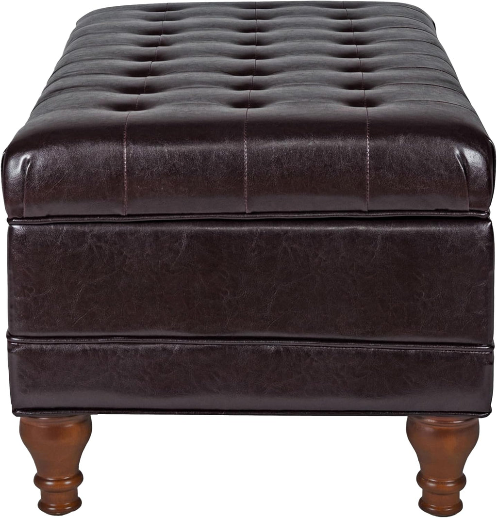 HomePop Deluxe Tufted Storage Bench with Hinged Lid, Espresso