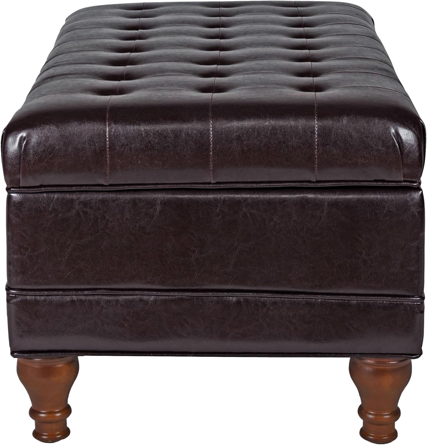 HomePop Deluxe Tufted Storage Bench with Hinged Lid, Espresso