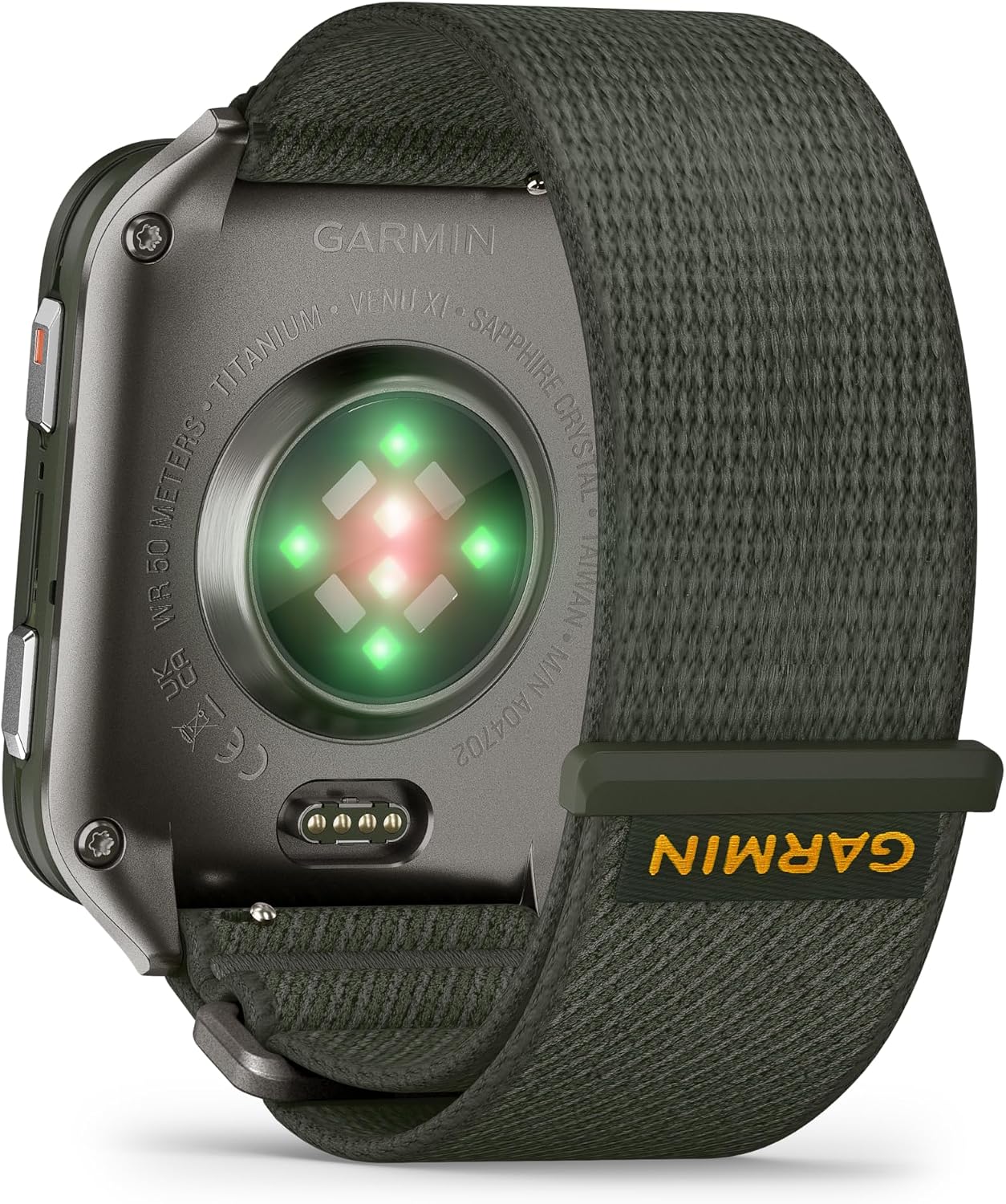 Garmin Venu X1 Thin and Lightweight GPS Smartwatch, AMOLED Display, Moss with Titanium Caseback and Moss ComfortFit Nylon Band Black Earbuds Bundle