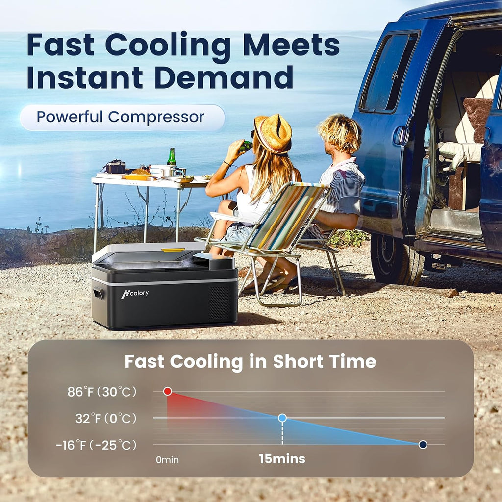 HCALORY 12 Volt Car Refrigerator, 22Quart Large Touchscreen Display Car Fridge, Portable Freezer with Compressor Mini Cooler (-4℉~68℉) with 12/24V DC & 110V AC for Camping, RV, Travel & Home