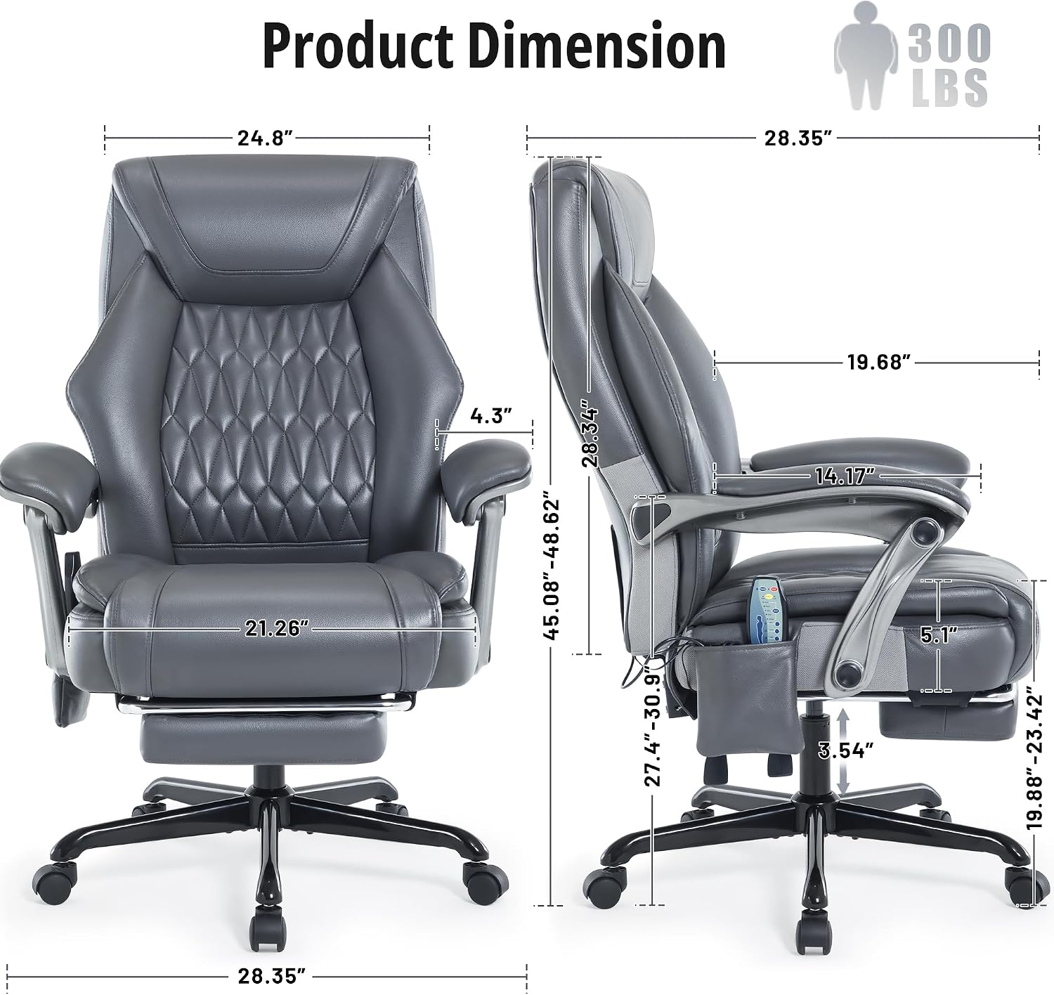 Massage Office Chair with Heat & Footrest, Ergonomic Reclining Executive Desk Chairs with 6-Point Vibration, PU Leather Computer Chair for Home Office or Gaming