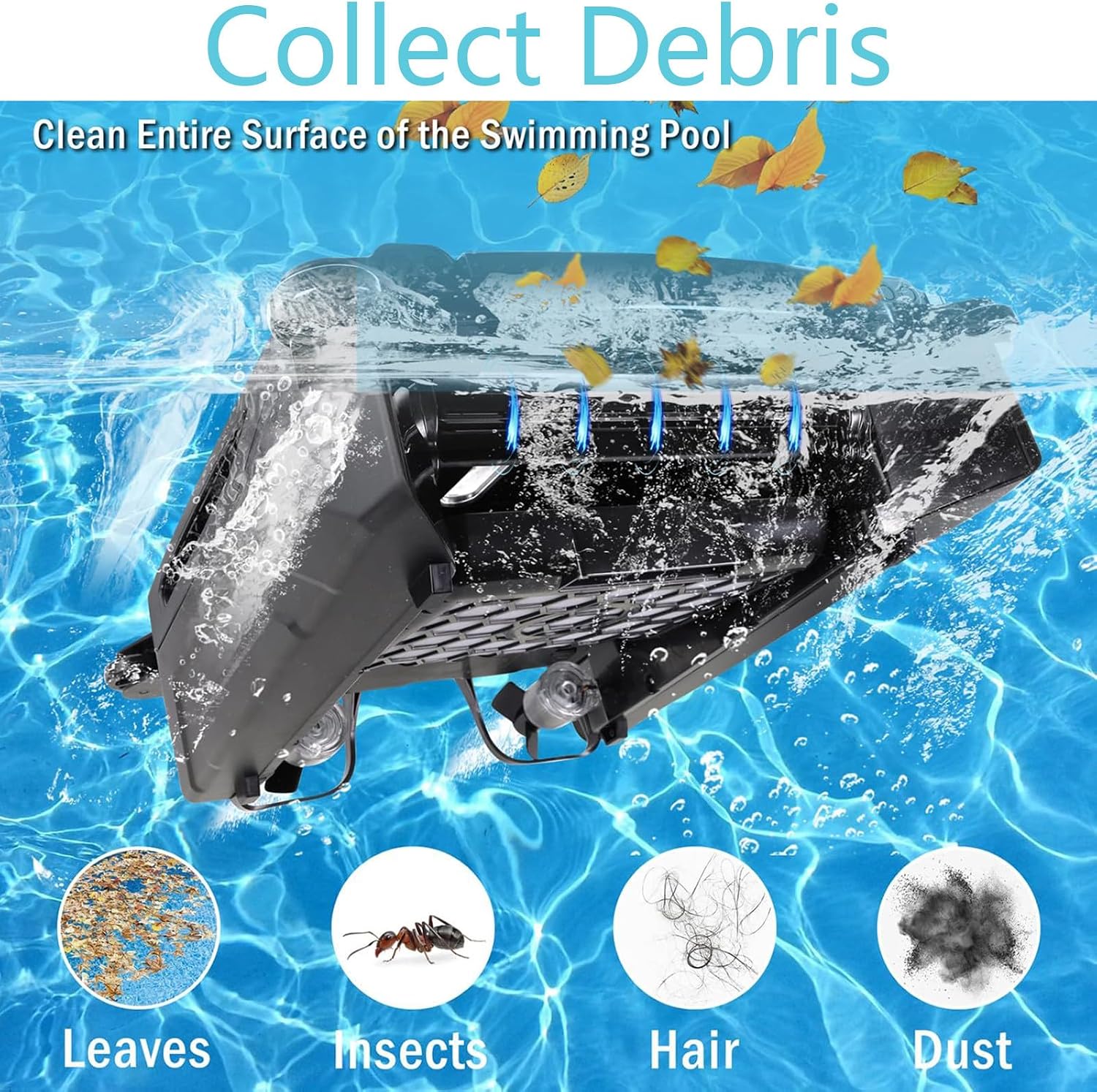 Pool Cleaner Robot, Solar Rechargeable Dual-Mode Pool Cleaning Robot, Cordless Robot Pool Cleaner, Solar Automatic Robot Pool Skimmer