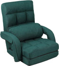 14-Position Adjustable Floor Chair, Chaise Lounge Indoor, Folding Lazy Sofa with Armrests and a Pillow Padded Adults Gaming Chairs for Living Room, Bedroom Factory Price (Green) 8803GN